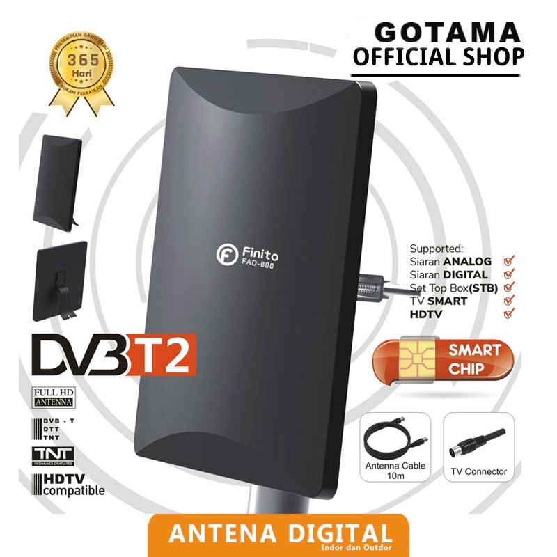 Antena 2 Tv Sekaligus Digital Finito FAD-600 / Adaptor Finito FAD-600 Outdoor&amp;Indoor/Antena Tv Bisa Luar dan Dalam