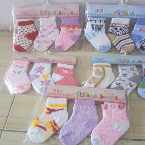 SOREX / KANDILA Kaos Kaki Bayi 3in1 - Baby Socks isi 3 pasang Motif Boy / Girl 0-6 / 0-12 Bulan