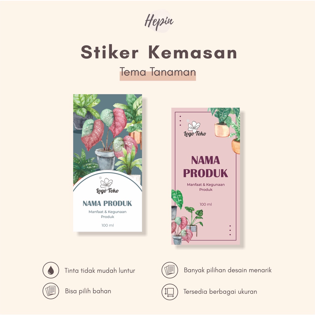 

stiker kemasan tema TANAMAN/stiker murah/stiker bungkus tanaman