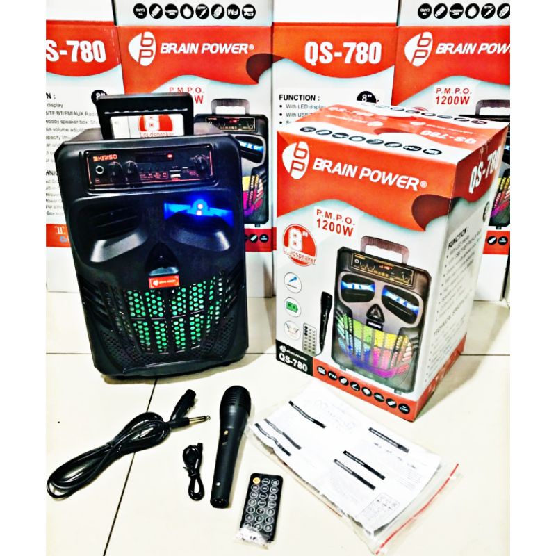 bry11 - Speaker Karaoke Bluetooth Speaker Bluetooth QS-7801 08 INCHI Free Mic Dan Remot Super Bas