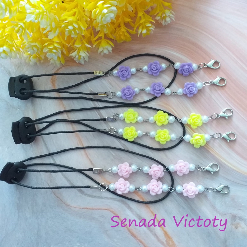 Senada Victory Kalung Strap Masker Bunga Pastel Susun 2 IN 1 konektor Masker SVM0011