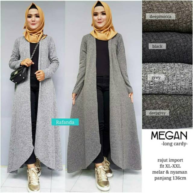 Megan Long Cardy, CARDIGAN RAJUT WANITA JUMBO CANTIK BAHAN RAJUT IMPORT LD 100-120 TERMURAH TERLARIS OOTD