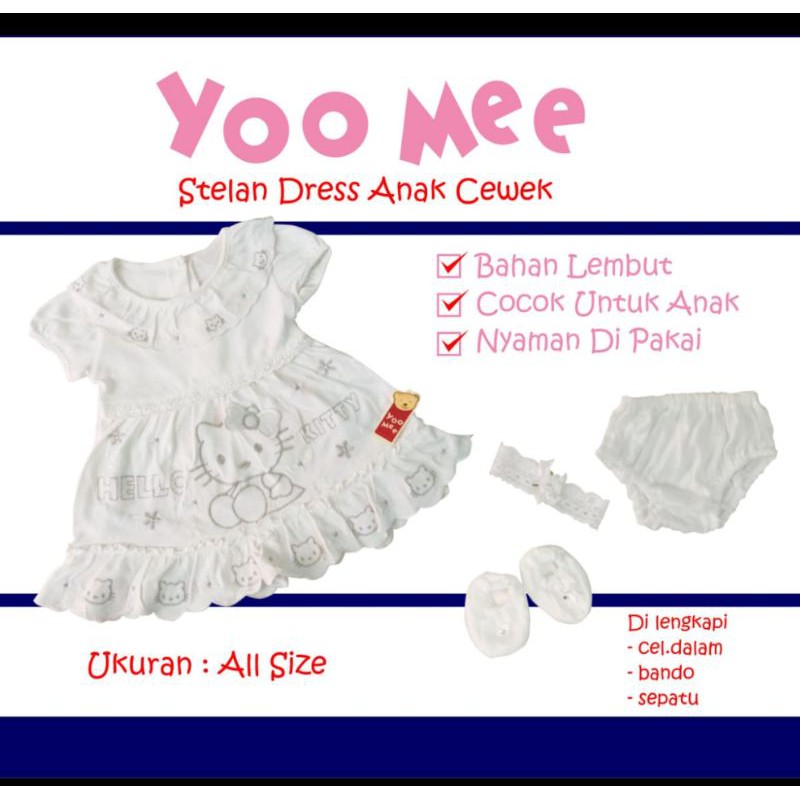 Stelan dress set anak putih 3-6 bulan
