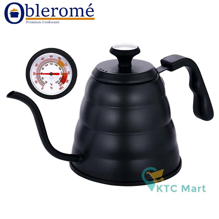 KTCmart - Gooseneck Kettle with Thermometer 1,2L Teko Leher Angsa  Teko Kopi