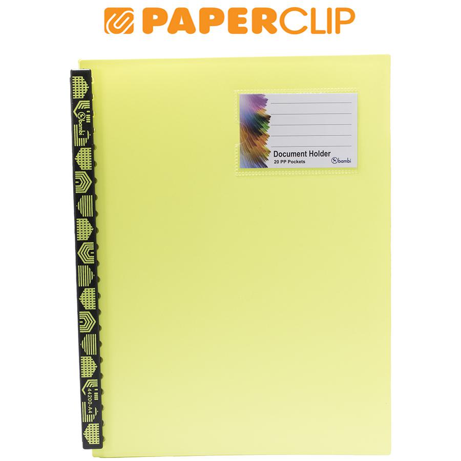 

DISPLAY BOOKS / CLEAR HOLDER BAMBI 44200 A4 20 96 FLOURESCENT YELLOW