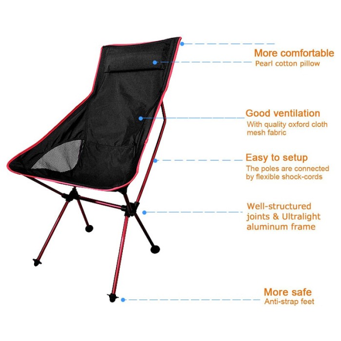 Kursi Lipat Outdoor + Sandaran Folding Chair Portable Chair Outdoor