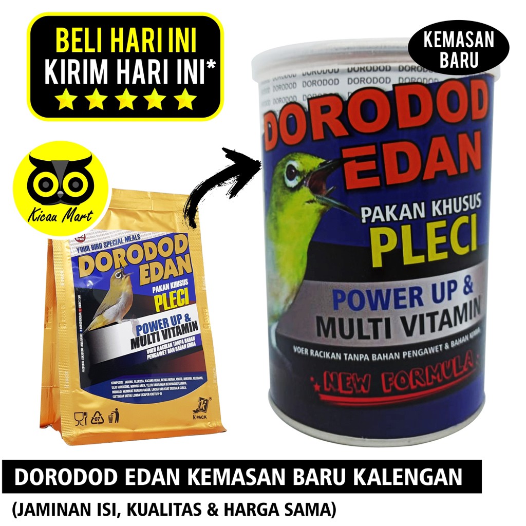 PAKAN MAKANAN HARIAN BURUNG PLECI VOER PUR KASAR DORODOD EDAN KEMASAN KALENG PDEPLDE