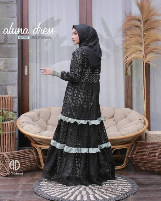 GAMIS SYARI ALUNA DRESS MINTGREEN ORIGINAL BY ADREANNA