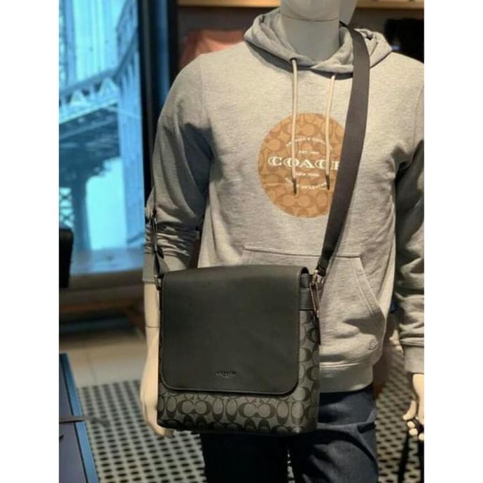 RESPON CEPAT TAS SELEMPANG PRIA IMPORT■ COACH F54771 CHARLES MESSENGER SIGNATURE BLACK EKONOMIS