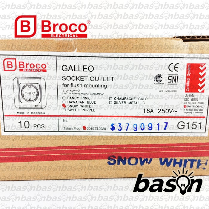 BROCO Galleo White / Putih G151 | Socket Outlet - Stop Kontak