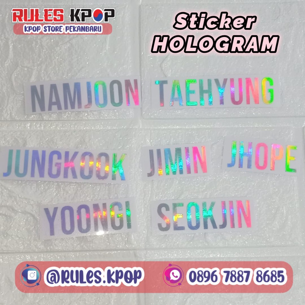 (bisa COD) STICKER HOLOGRAM BTS NAMA STICKER HOLOGRAM LIGHSTICK BTS ARMY BOMB STIKER HOLOGRAM BTS ST