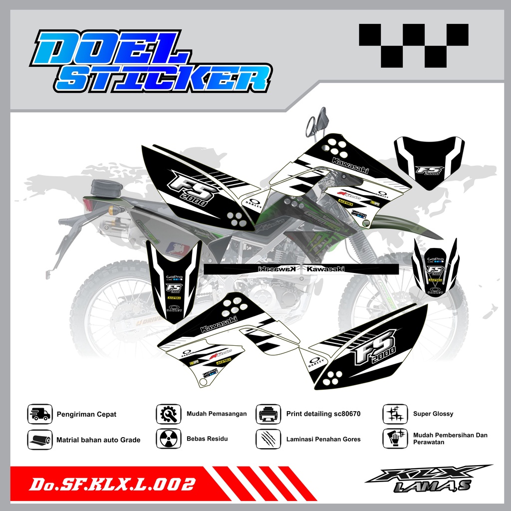 Sticker Striping Honda KLX L , S Lama List Variasi Hologram , Crome Doel 002