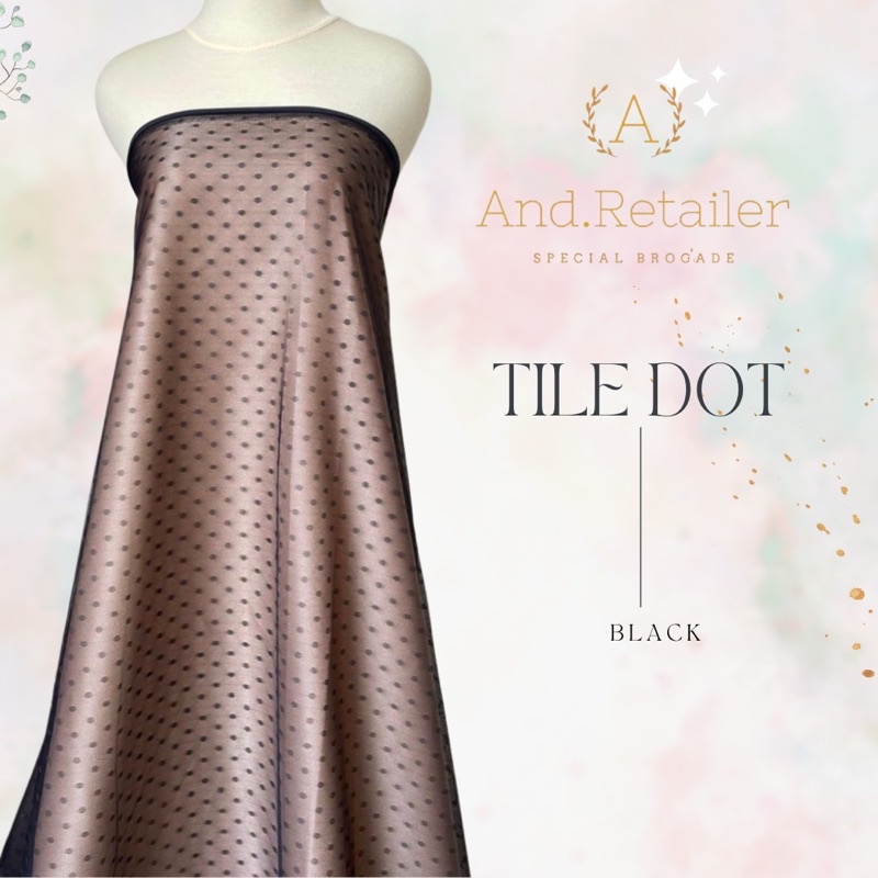 Bahan Kain Tile Dot Polkadot Warna Hitam