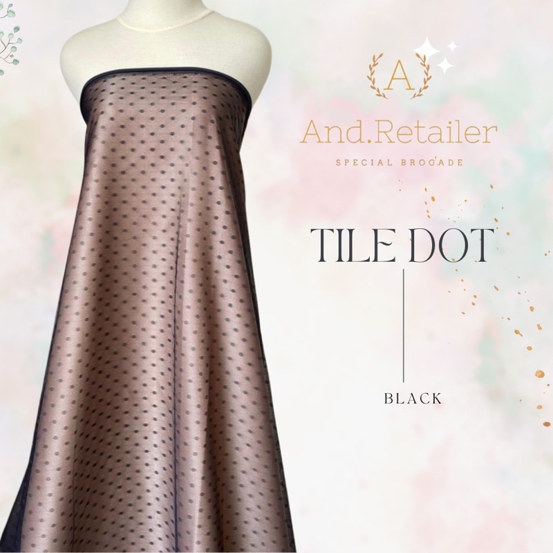 Bahan Kain Tile Dot Polkadot Warna Hitam