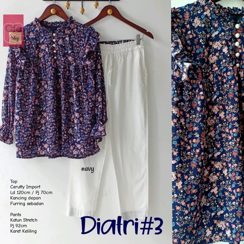 Baju Setelan Celana Motif Bunga | DIATRI SET #3 BY QFA SHOP