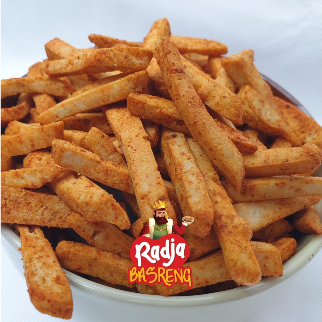 Radja Basreng Stik Baso Goreng 250 Gram Pedas Original Asin Dengan Daun Jeruk-1