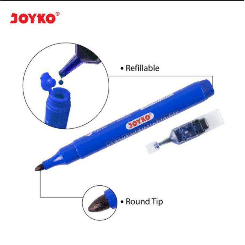 spidol permanen biru joyko bonus Refill permanen marker PM 34 - RF
