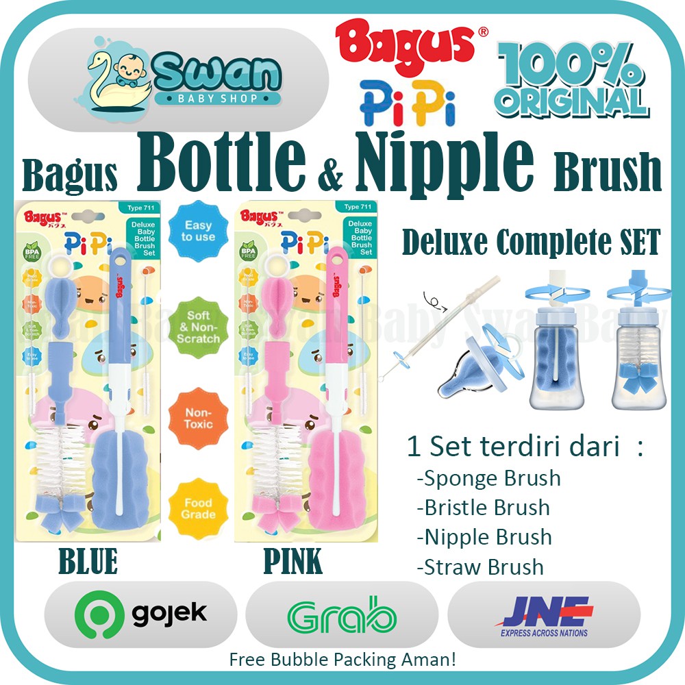 Bagus Pipi Deluxe Baby Bottle Brush Set / Sikat Botol