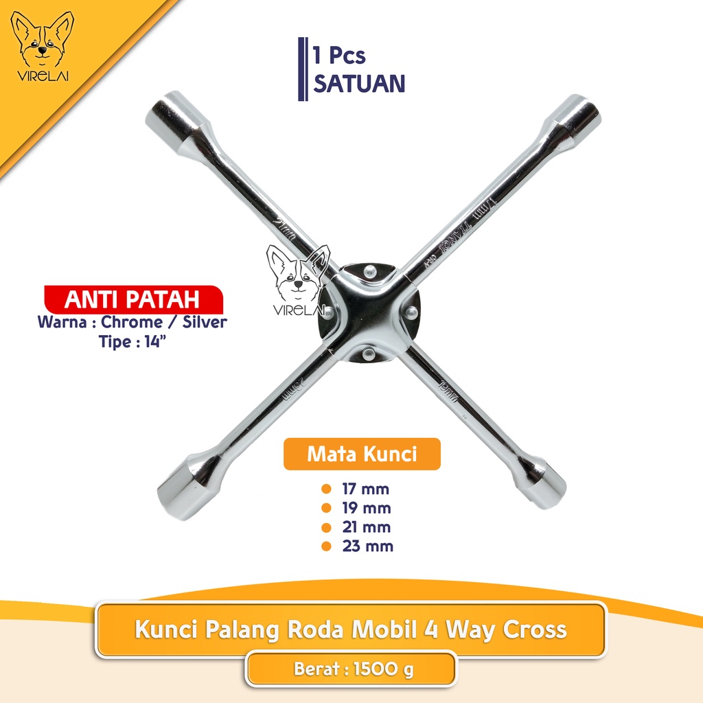 [ANTI PATAH] Kunci Palang Roda Mobil 4 Way Cross 17x19x21x23 JAPAN QUALITY