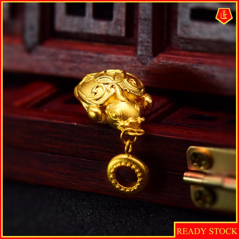 [Ready Stock]Ancient Style Small Water Turtle Gold Necklace Pendant