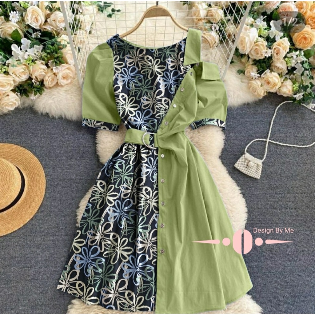 *[MCFK] Dress Beauties / Dress Flower Button Korea / Dress / Dress Casual Wanita / Pakaian Dress Wanita