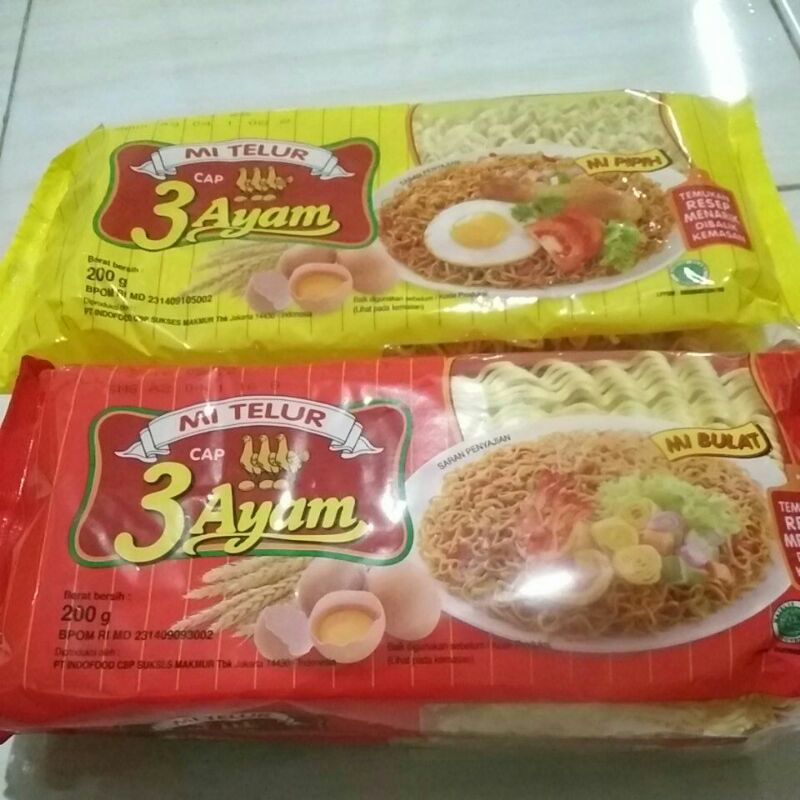 

ISI 3PC Mie telur cap 3ayam 200g bulat dan pipih