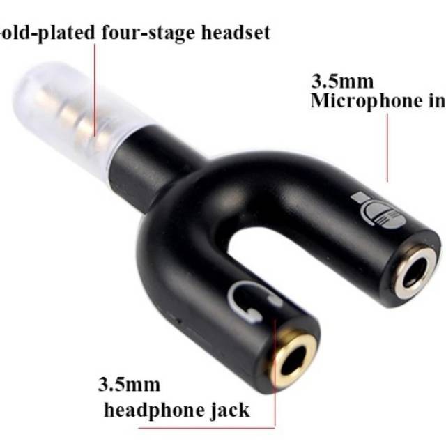 Audio Splitter U Jack 3.5mm To Mic &amp; Headset - Jack 2 in 1 Splitter U