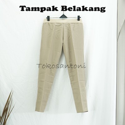 Celana Jumbo Wanita Big Size Pants Celana Bahan Pinggang Karet