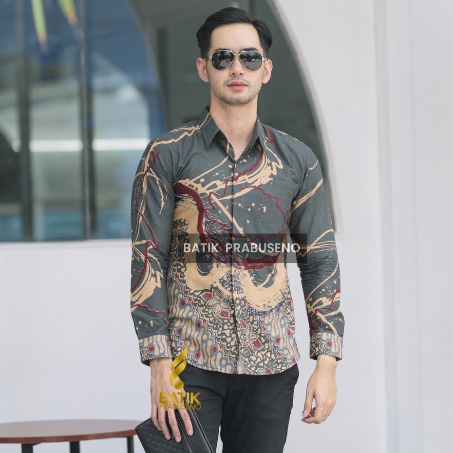 DANAR ABU HEM KANTOR BATIK PRIA PRABUSENO 100% ORIGINAL BAJU MODERN LENGAN PANJANG SLIMFIT KATUN PRE