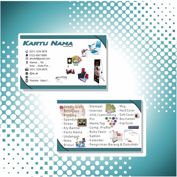PRINT CETAK KARTU NAMA ART CARTON 310 GR 2 SISI LAMINATING DOFF