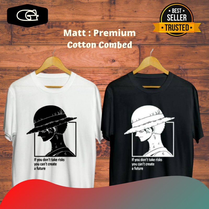 Baju Kaos Polos Pria Dewasa T Shirt Pria Kaos Sablon Hitam Putih Cowok Cewek One Piece Surabaya