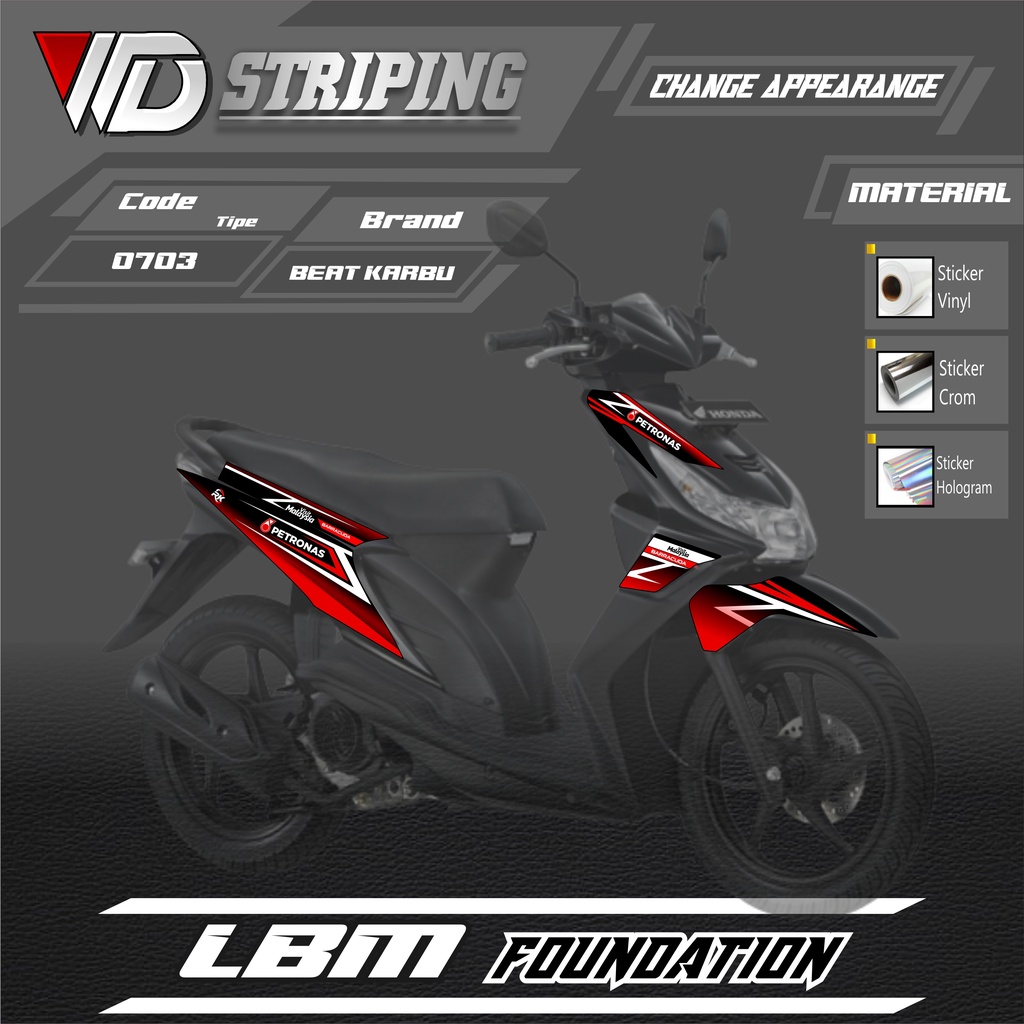 0703 Stiker Striping Honda Beat Karbu Variasi Petronas