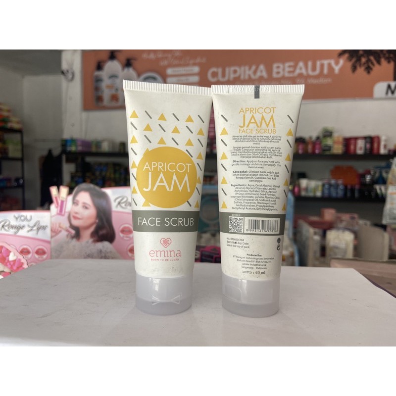 [ua,x] [ face scrub ] Emina apricot Jam face scrub 60 ml -- emina scrub wajah 60 ml