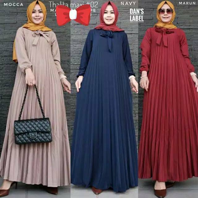 Gamis Thalita Plisket Maxy Pita Tali