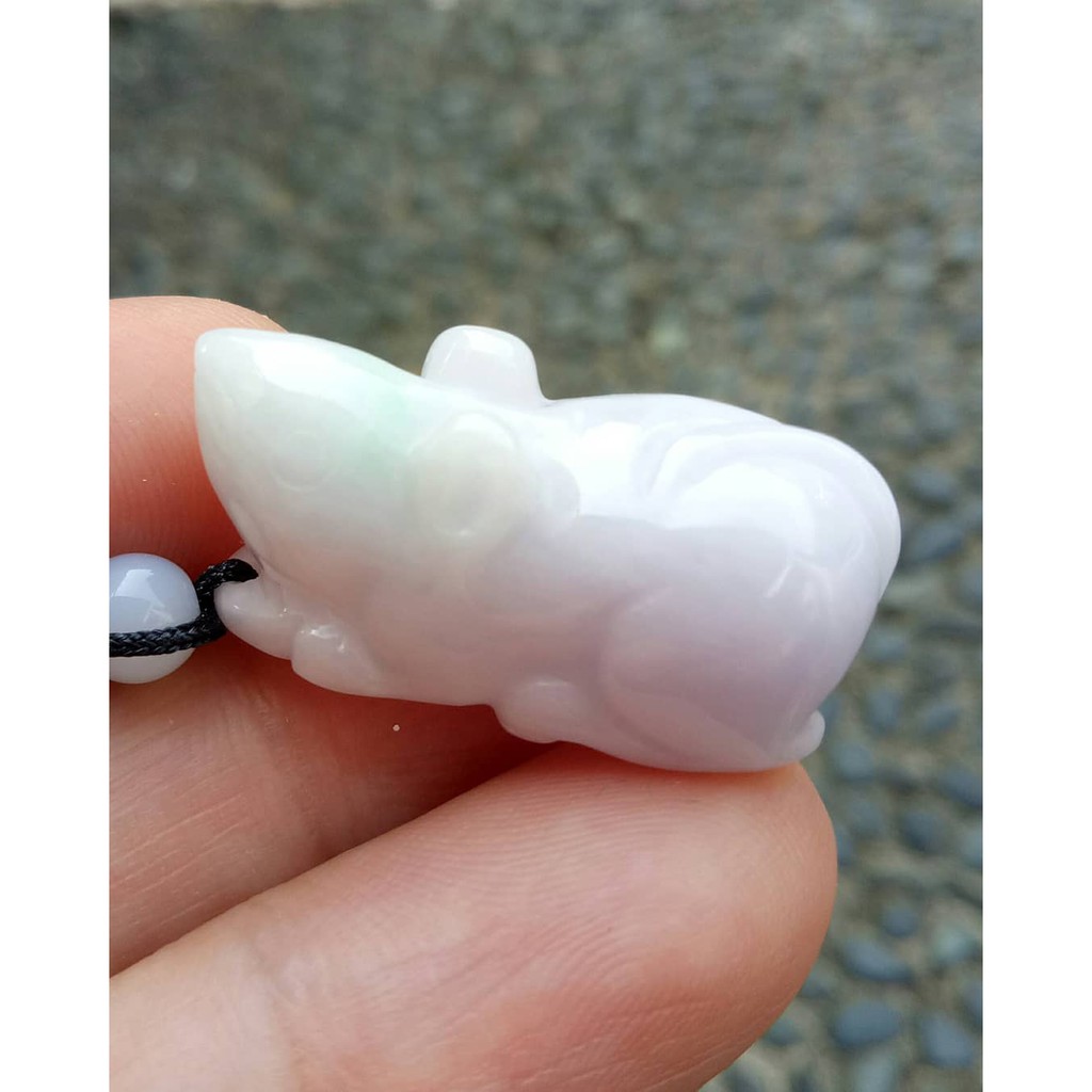 Kalung liontin giok lavender shio tikus + sertifikat