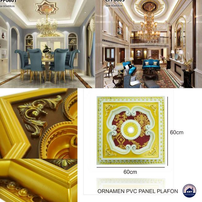 `↑ KRT Ornamen Lampu PVC 60x60cm Hiasan Lampu Plafon Gypsum Rumah - KRT-CFP0607 ★★★ YAY