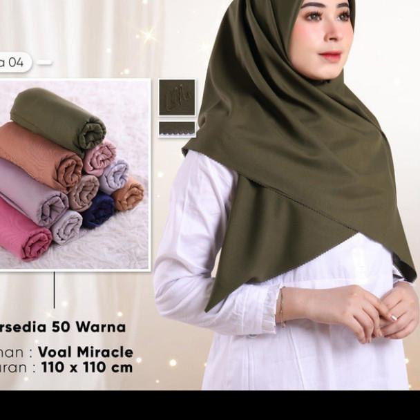Hijab segi empat umama voal miracle plain lasercut jilbab polos scarf - Hitam