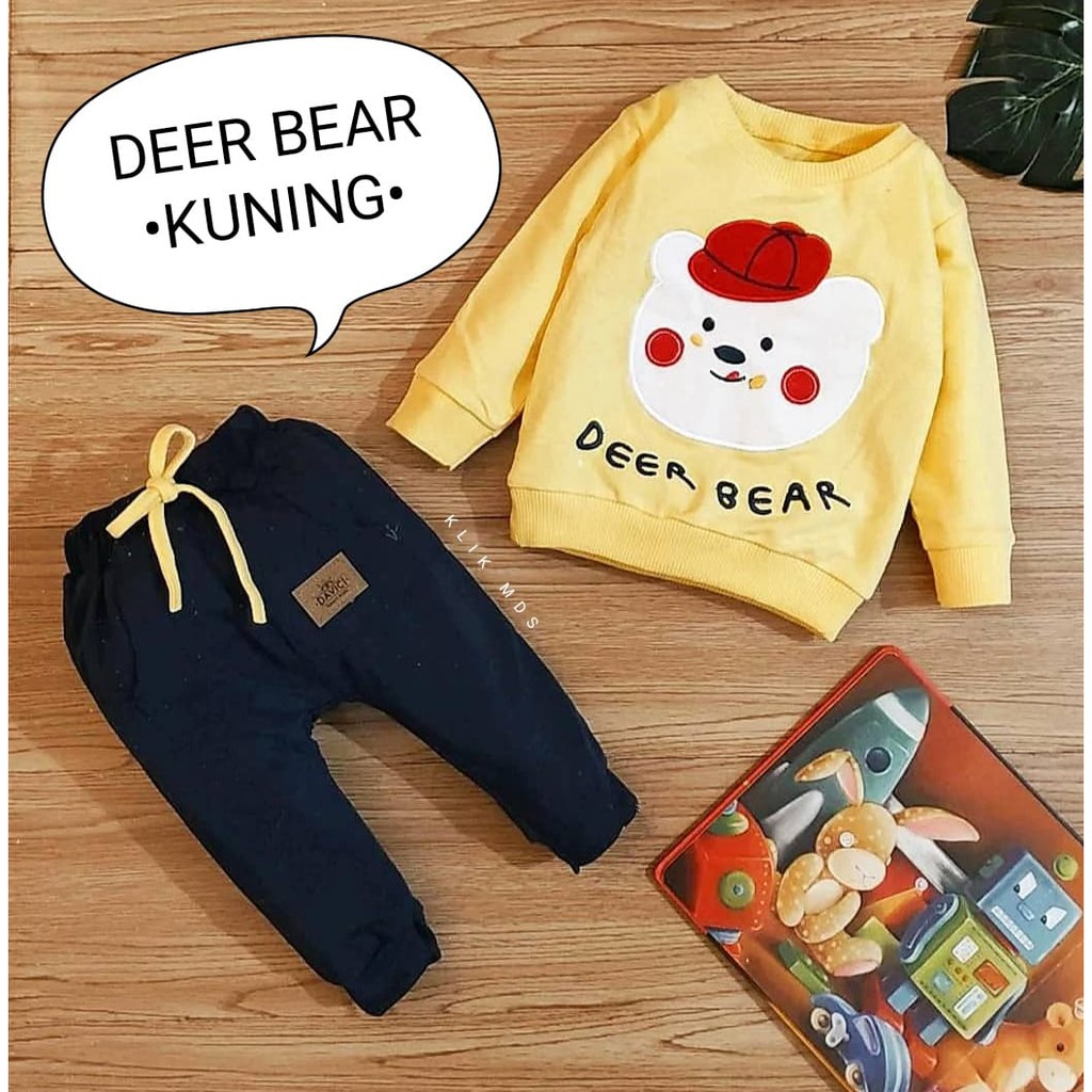 Klik Mds Setelan Baju Anak Laki-Laki Atasan Dan Celana Motif Lovely Bear 1 Ukuran Estimasi 2-9 bulan