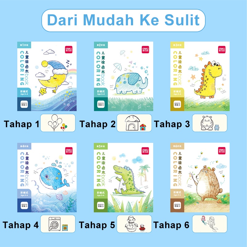 Deli Buku Mewarnai Anak 3 Tahun Buku Mewarnai Anak Animasi 23 Lembar 6 Tahap Buku Gambar Coloring Book