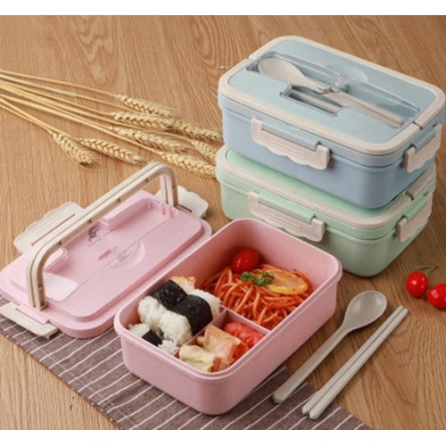 Lunch Box Sakura LB-B004 - Kotak Makan Bekal Jerami - Bekal Makana Free sendok garfu