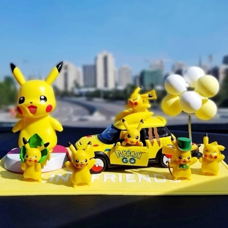 hiasan dashboard mobil pikachu satuan Boneka satuan Pajangan Hiasan Figure Figurin Bobble Head Goyang Dashboard Mobil Kue Cake Topper Pikachu Pokemon