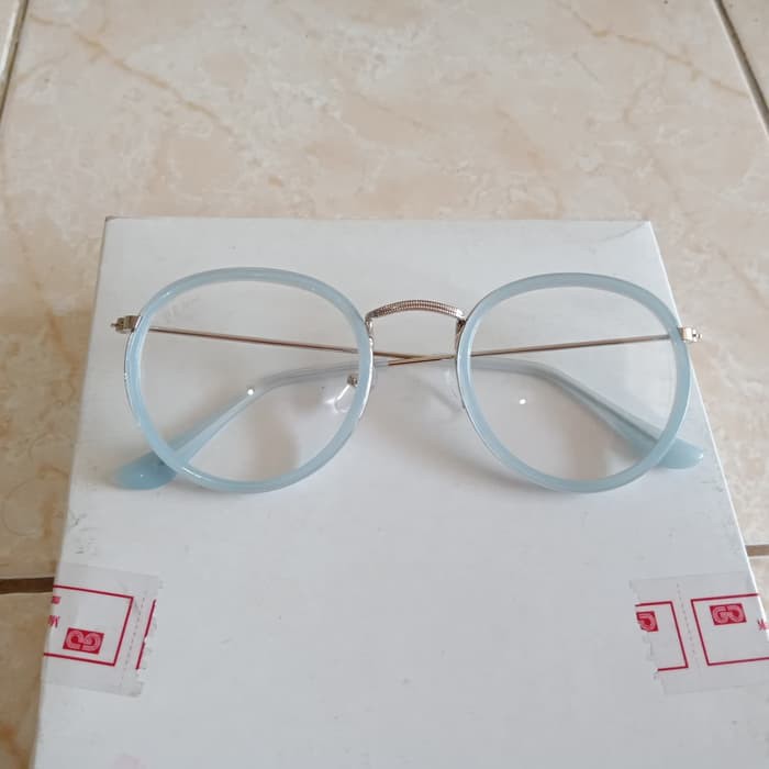 Promo Kacamata fashion bulat oval biru trendy YE903 Terlaris