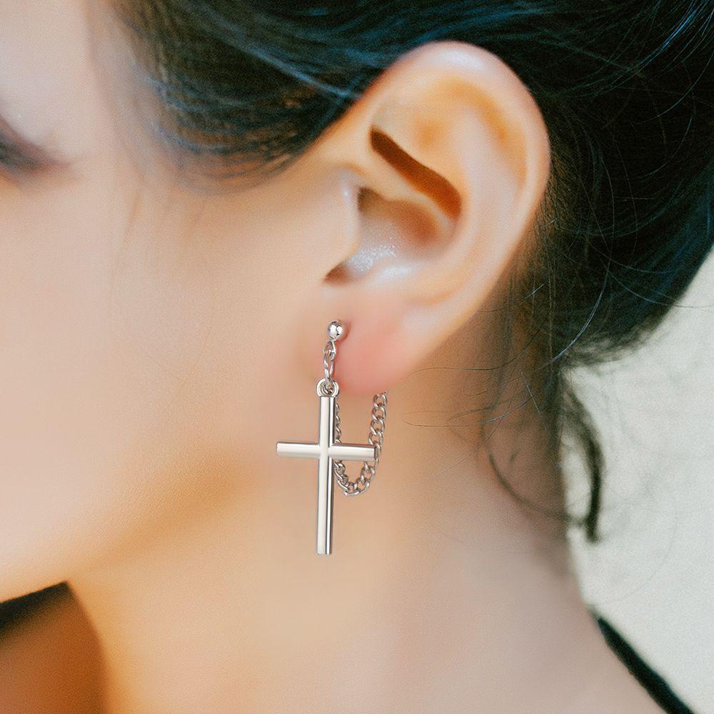 Top Cross Chain Earrings Street Super Keren Tampan Tanpa Tindik