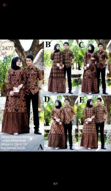 Batik Couple Gamis Sogan Aneka Motif Modern Kekinian Seragam Pakaian Kerja Kantor Rabbani Gamis Ori