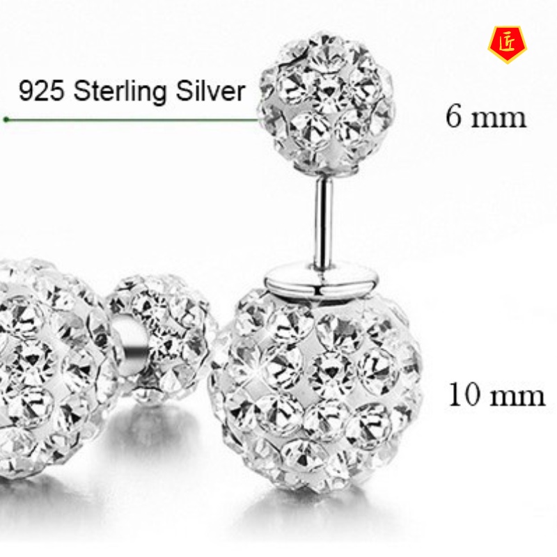 [Ready Stock]Fashion Dual-Wear Full Diamond Silver Stud Earrings