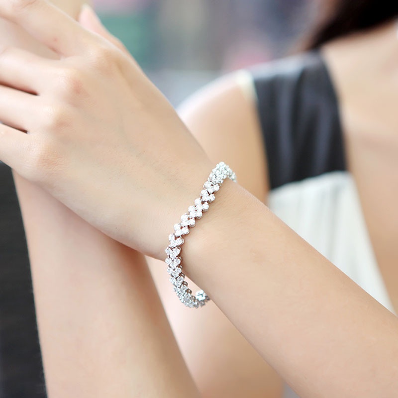 Gelang Kristal Austria Bahan Stainless Steel S925 Gaya Korea Untuk Pria Dan Wanita