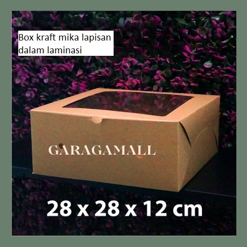 

Kardus packing kardus box dus kue box mika kraft box cake dus hampers snack coklat laminasi uk 28x28x12 cm (10 pcs)