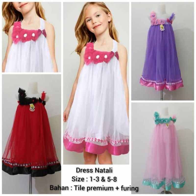 dres Natali gaun cantik gaun ulang tahun dres anak tali