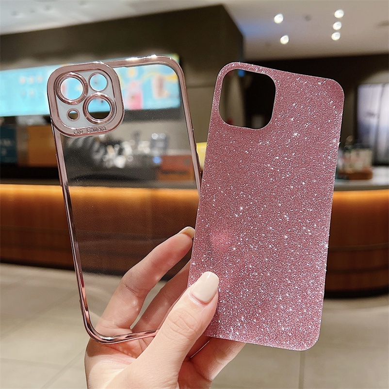 Soft Case TPU Transparan Electroplating Glitter Cover iPhone 13 12 11 Pro Max Xs Max X Xr Xs 7 8 Plus