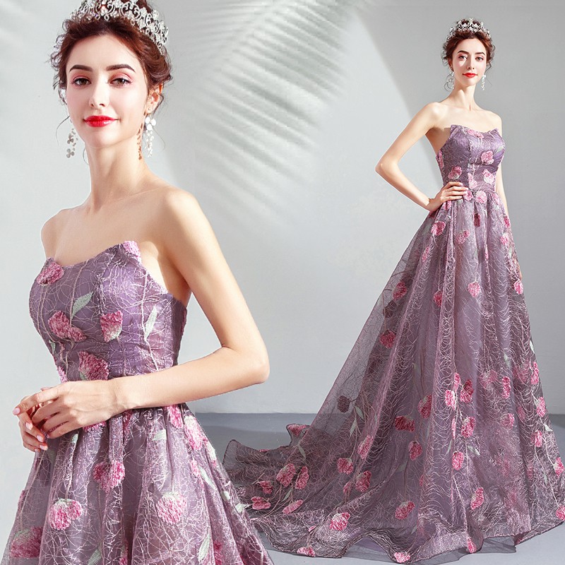 purple and rose gold dress
